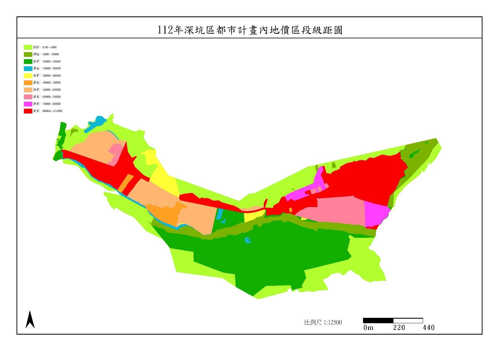 112年深坑(都市計畫內)地價區段級距圖